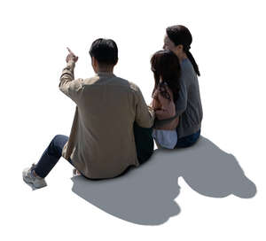 cut out backlit asian family sitting