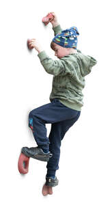 cut out little boy climbing on a climbing wall