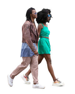 cut out trendy man and woman walking hand in hand