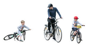 cut out man with two sons riding bikes