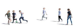 cut out group of children playing football