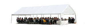 cut out large group of people sitting in a banquet tent