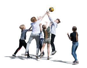cut out group of children playing basketball