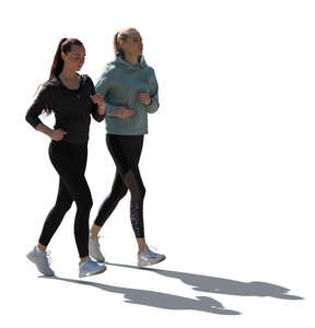 two cut out backlit women jogging