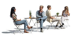 cut out street cafe scene with four people