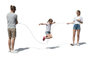 cut out family playing jump rope