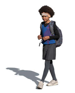 cut out girl with a school bag walking