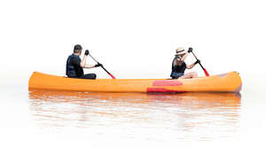 cut out man and woman kayaking