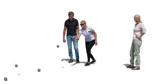 cut out group of people playing petanque