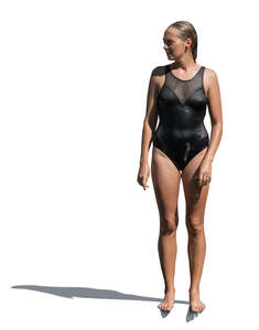 cut out woman in a swimisuit standing after swimming