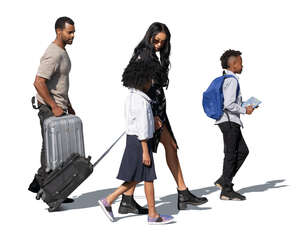 cut out african american family travelling