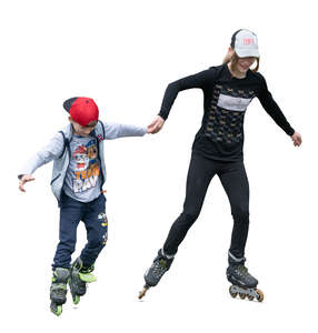 two cut out kids roller skating hand in hand