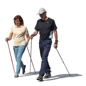 cut out man and woman nordic walking