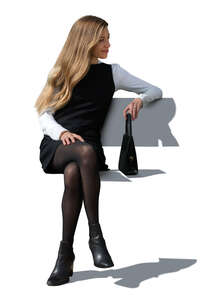 cut out businesswoman sitting outside