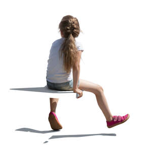 cut out girl sitting seen from back angle