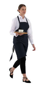 cut out waitress walking and carrying a  tray