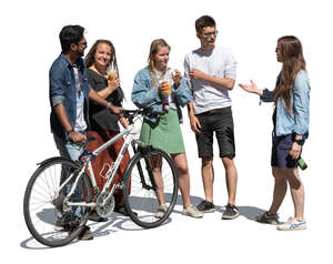 cut out group of five friends standing and talking