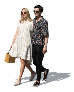 cut out couple walking in summertime