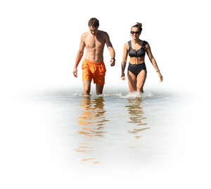 cut out man and woman coming from swimming