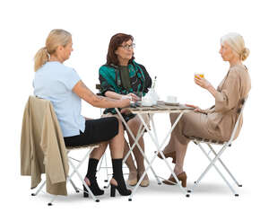 cut out group of older women sitting in a cafe and talking