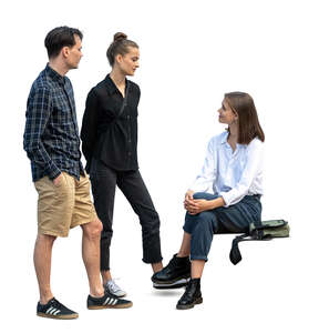 cut out woman sitting and talking to two friends