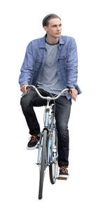 cut out young man riding a bike