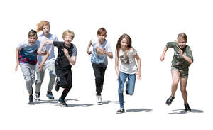 cut out group of children running