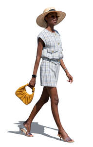 cut out elegant black woman walking