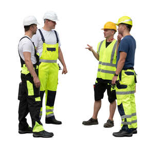 cut out group of construction workers standing and discussing