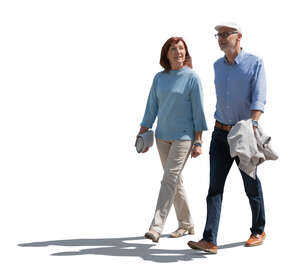 elderly backlit couple walking hand in hand - VIShopper