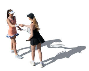 two female tennis players shaking hands