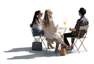 cut out backlit cafe scene with three people
