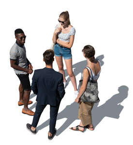 cut out top view of a group of four people standing