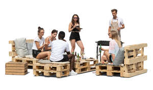 cut out group of young people having a barbeque party