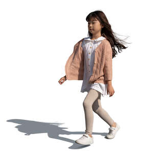 cut out little asian girl running