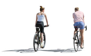 cut out man and woman riding bikes side by side