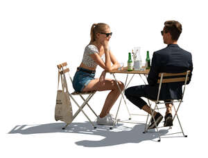 cut out backlit cafe scene with man and woman talking