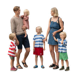 cut out family with four kids standing