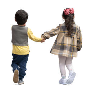 two cut out kids walking hand in hand