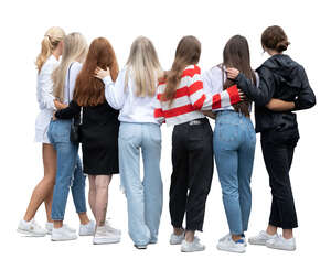 cut out group of women standing in a half circle