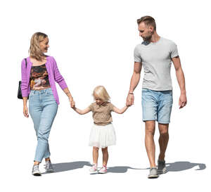 cut out family walking hand in hand