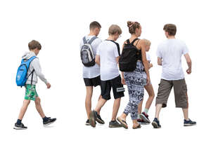 cut out group of teenagers and kids walking