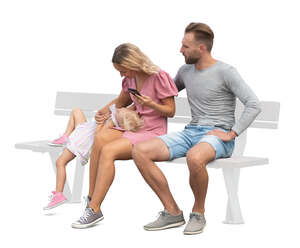 cut out family with a small girl sitting