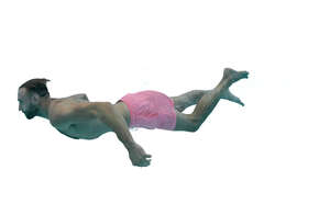 cut out man swimming underwater