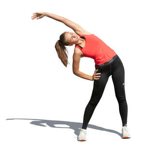 cut out woman doing stretching exercises outside