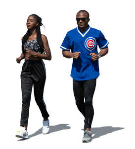 cut out black man and woman jogging