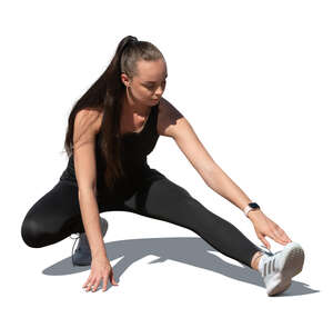 cut out woman squatting and stretching