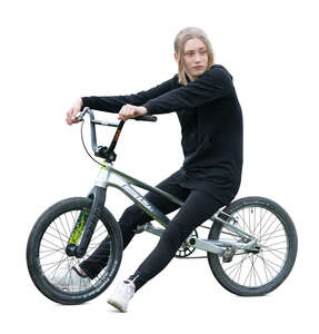 cut out teenage girl with a bmx bike standing