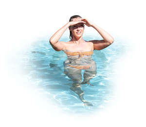 cut out woman standing in a pool