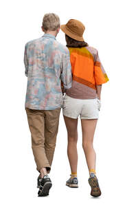 cut out young couple walking together